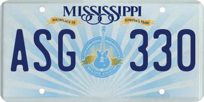 MS license plate ASG330