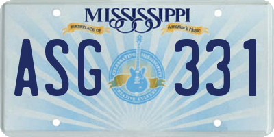 MS license plate ASG331