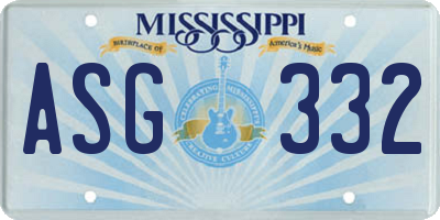 MS license plate ASG332