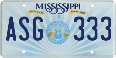 MS license plate ASG333