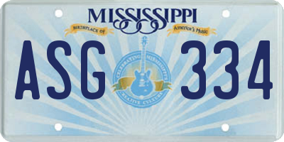 MS license plate ASG334