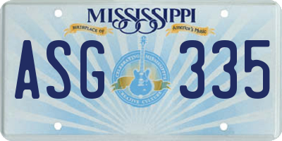 MS license plate ASG335