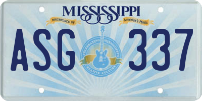 MS license plate ASG337