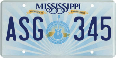 MS license plate ASG345