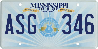 MS license plate ASG346