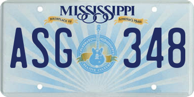 MS license plate ASG348
