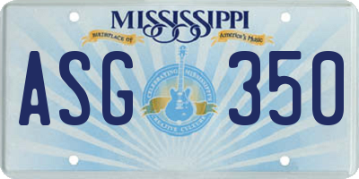 MS license plate ASG350