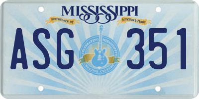 MS license plate ASG351