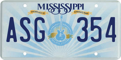MS license plate ASG354