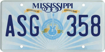 MS license plate ASG358