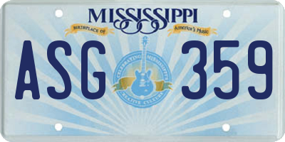 MS license plate ASG359
