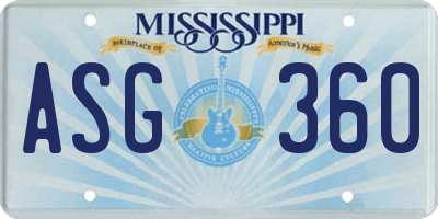 MS license plate ASG360