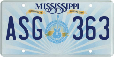 MS license plate ASG363