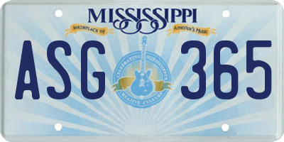 MS license plate ASG365