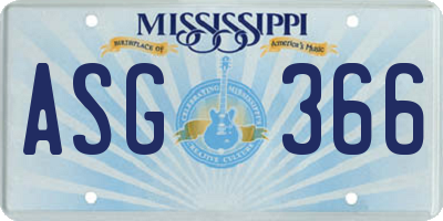 MS license plate ASG366