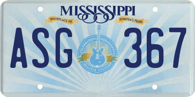 MS license plate ASG367