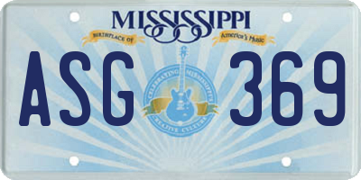 MS license plate ASG369
