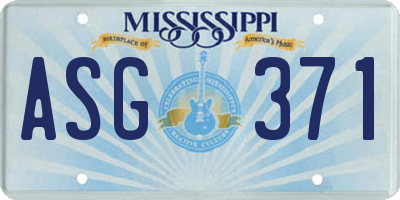 MS license plate ASG371