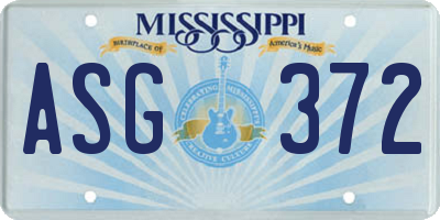 MS license plate ASG372