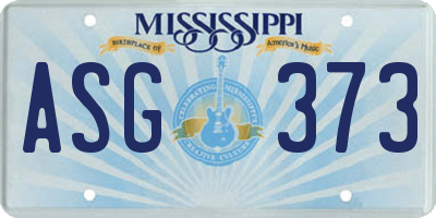 MS license plate ASG373