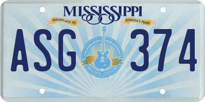 MS license plate ASG374