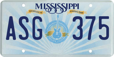 MS license plate ASG375