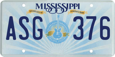 MS license plate ASG376
