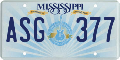 MS license plate ASG377