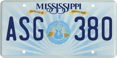 MS license plate ASG380