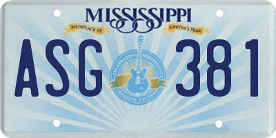MS license plate ASG381