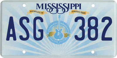 MS license plate ASG382