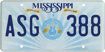 MS license plate ASG388
