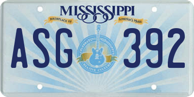 MS license plate ASG392