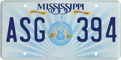 MS license plate ASG394