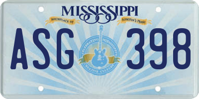 MS license plate ASG398