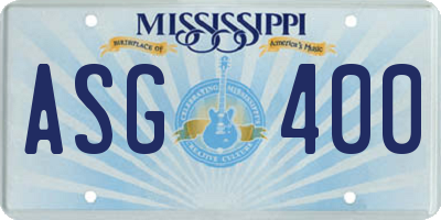 MS license plate ASG400
