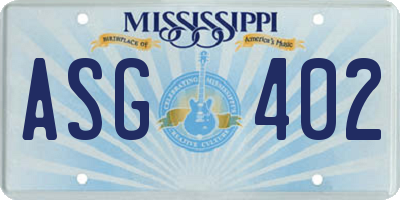 MS license plate ASG402
