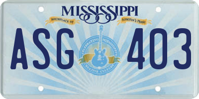 MS license plate ASG403