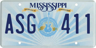 MS license plate ASG411