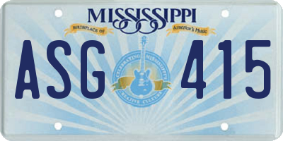 MS license plate ASG415