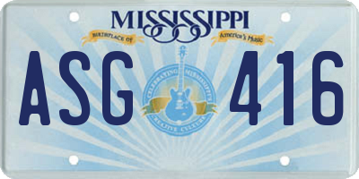 MS license plate ASG416