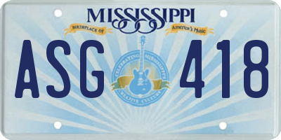 MS license plate ASG418