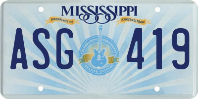 MS license plate ASG419
