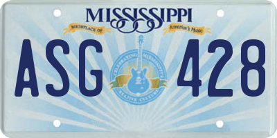 MS license plate ASG428