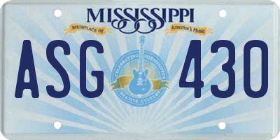 MS license plate ASG430