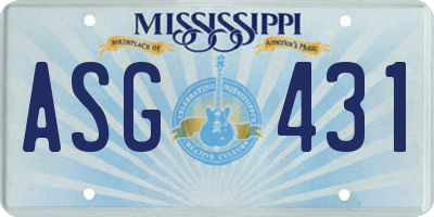MS license plate ASG431
