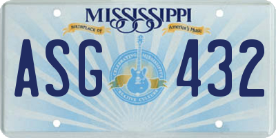 MS license plate ASG432