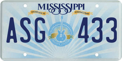 MS license plate ASG433