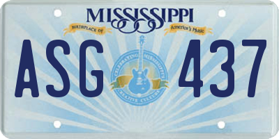 MS license plate ASG437