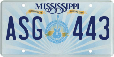 MS license plate ASG443